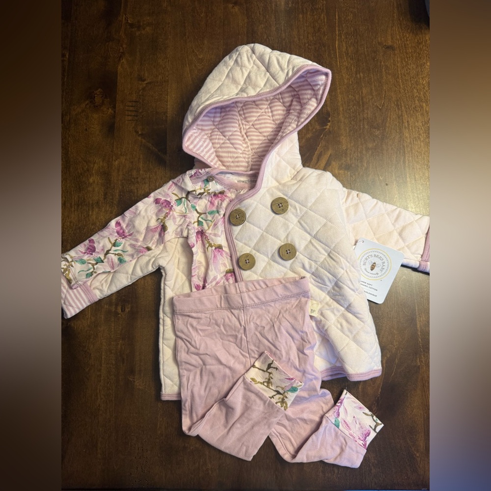 3-Piece Burts Bees Girls Outfit 3-6 mo. NWT
